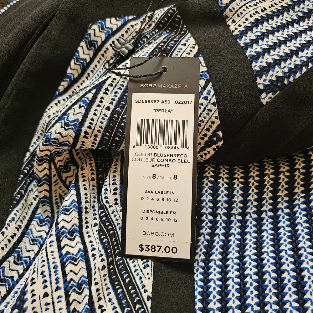 BCBGMaxAzria Black and Blue Patterned Mini Dress - Picture 6 of 6